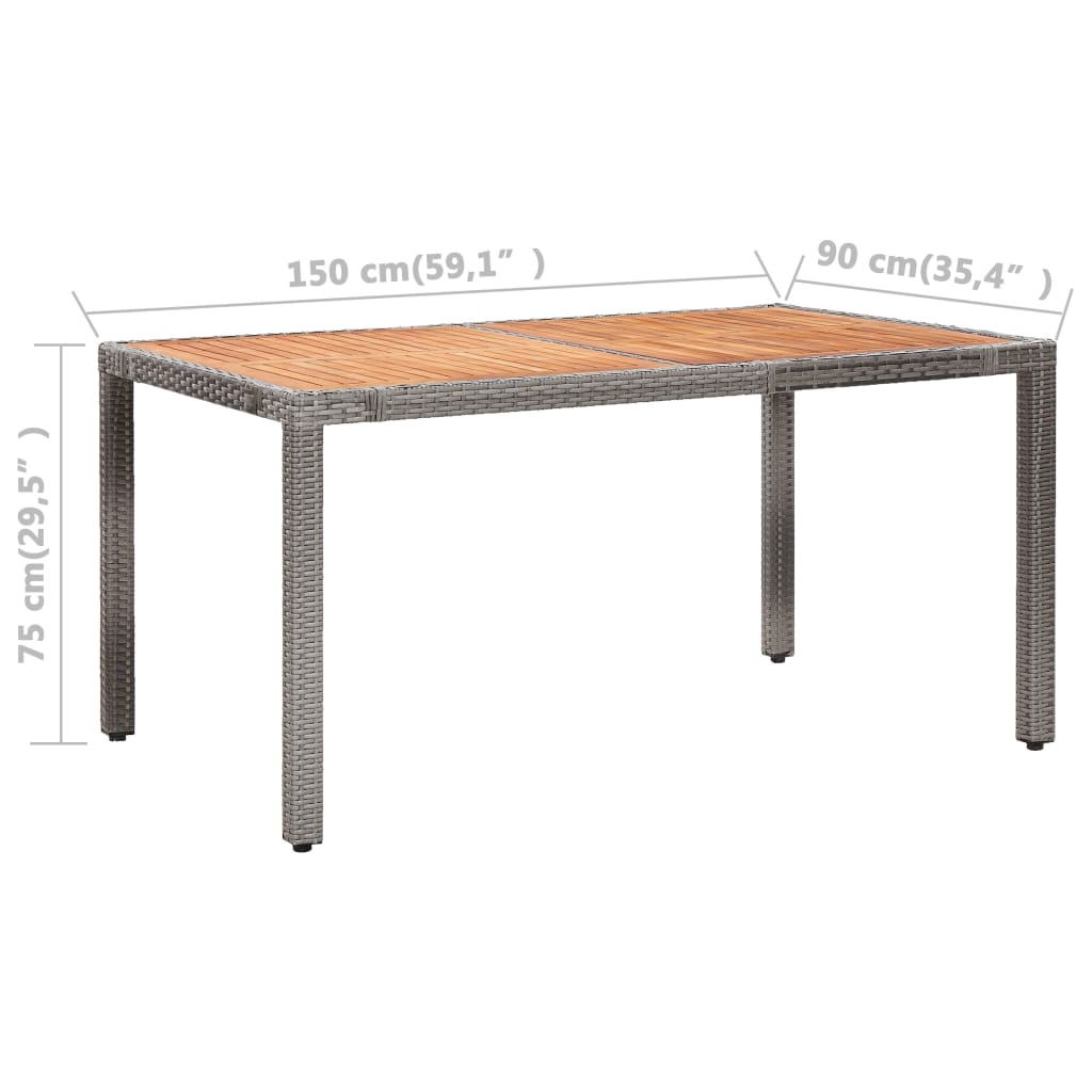 vidaXL 7-delige Tuinset met kussens poly rattan grijs