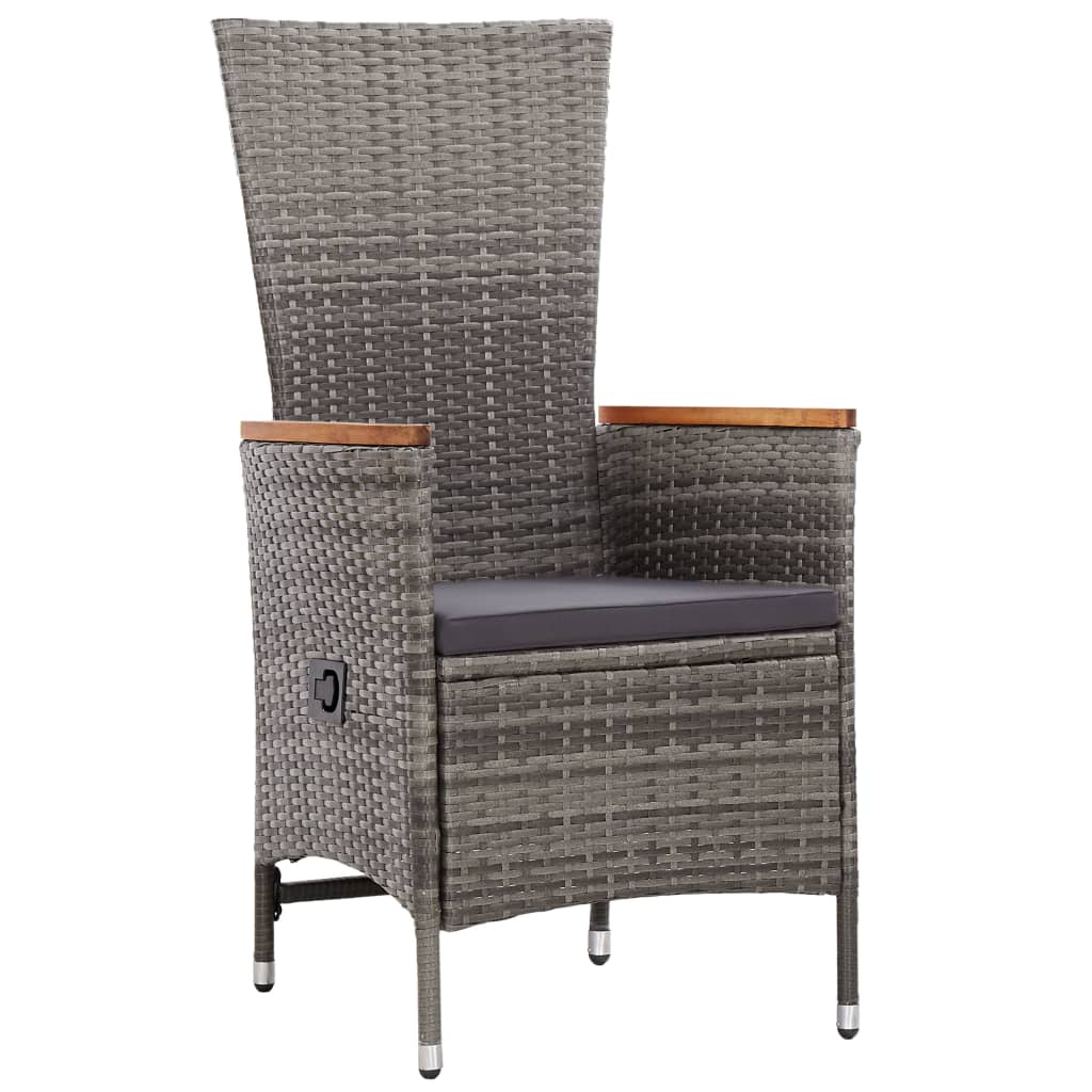 vidaXL 7-delige Tuinset met kussens poly rattan grijs