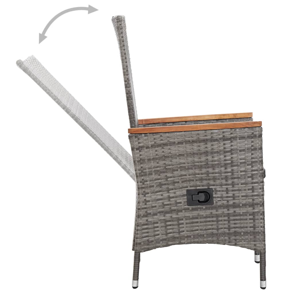 vidaXL 7-delige Tuinset met kussens poly rattan grijs