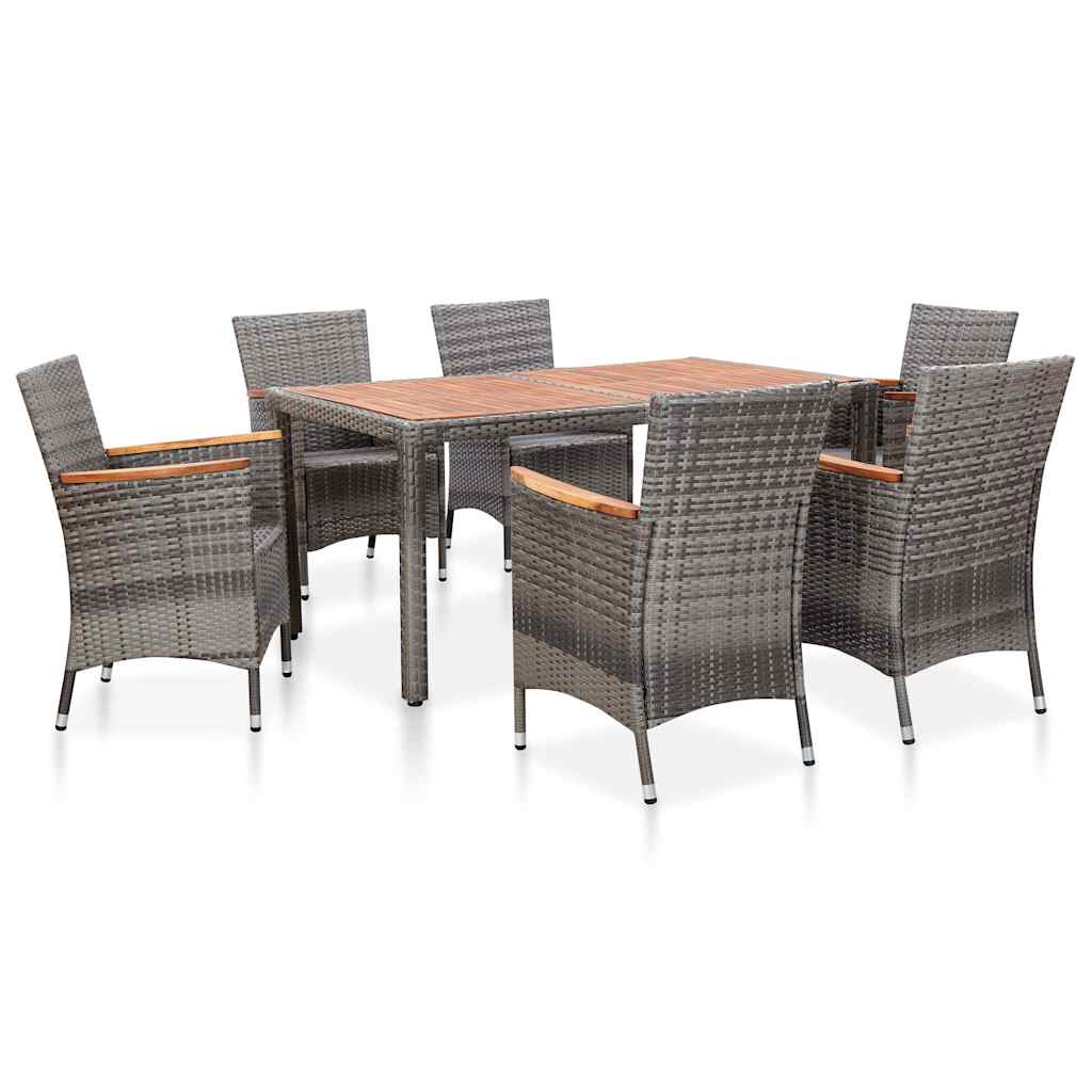 vidaXL 9-delige Tuinset met kussens poly rattan grijs