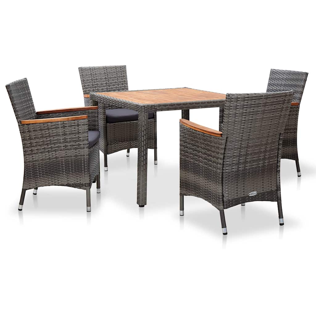 vidaXL 9-delige Tuinset met kussens poly rattan grijs