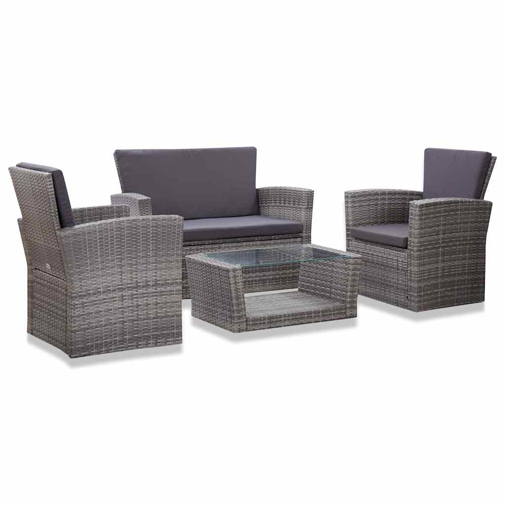 vidaXL 16-delige Loungeset met kussens poly rattan zwart