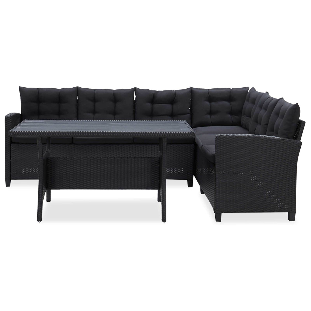 vidaXL Buitenmeubelsets Zwart poly rattan