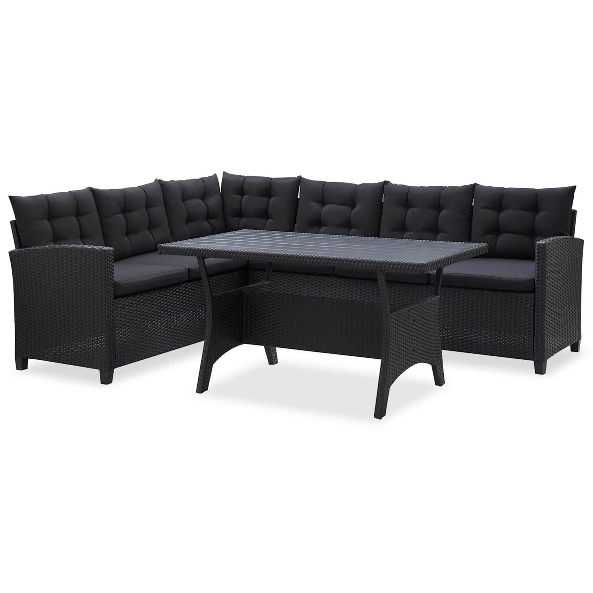 vidaXL Buitenmeubelsets Zwart poly rattan