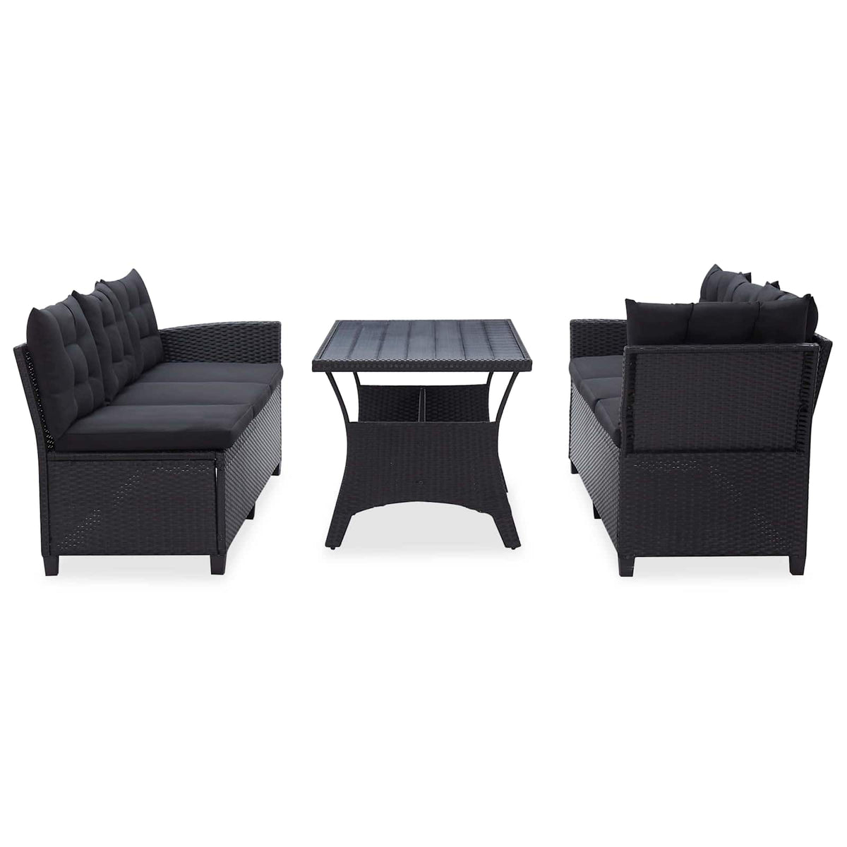 vidaXL Buitenmeubelsets Zwart poly rattan