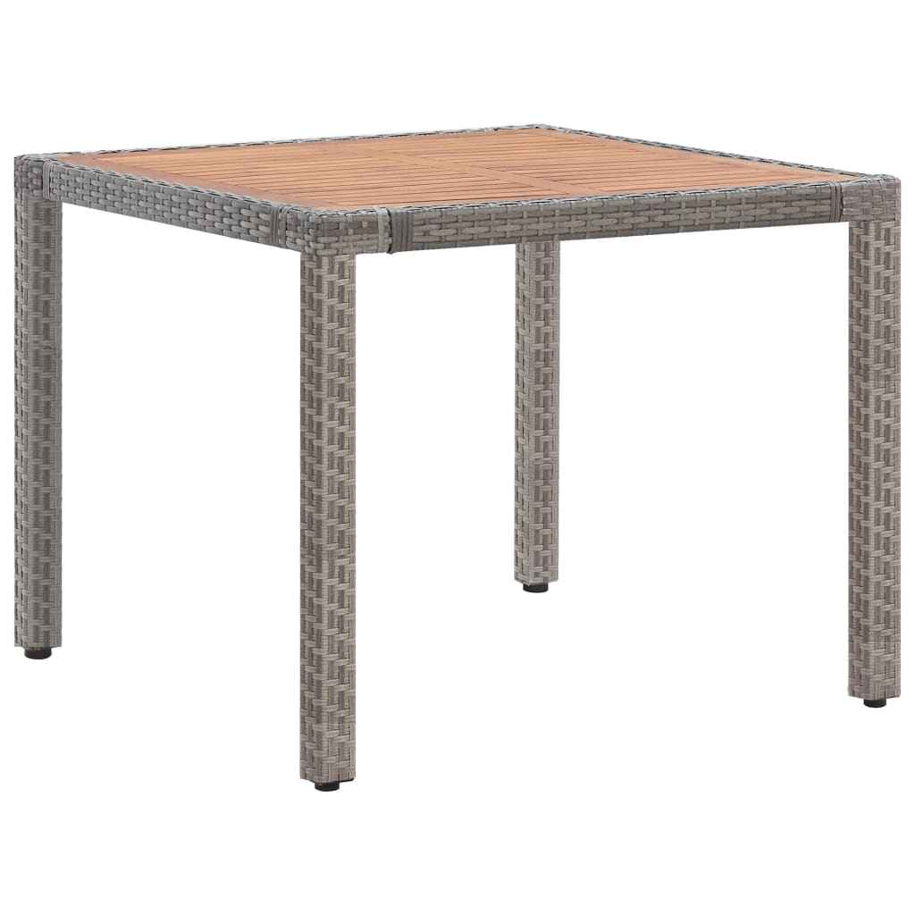 vidaXL Tuintafel 90x90x75 cm poly rattan en massief acaciahout grijs