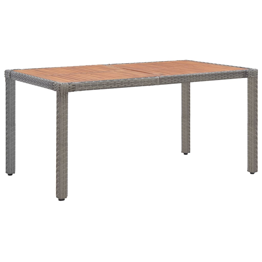 vidaXL Tuintafel 90x90x75 cm poly rattan en massief acaciahout grijs