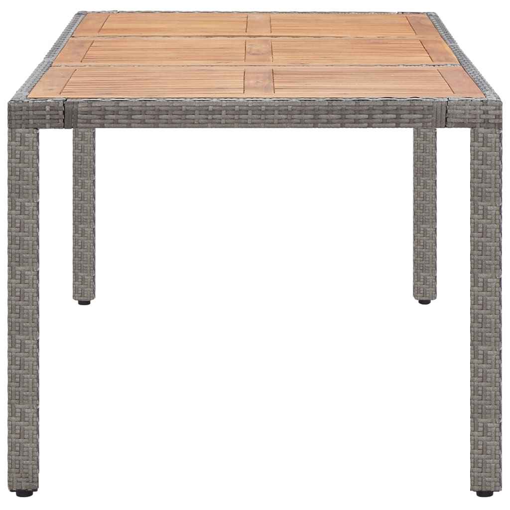 vidaXL Tuintafel 90x90x75 cm poly rattan en massief acaciahout grijs