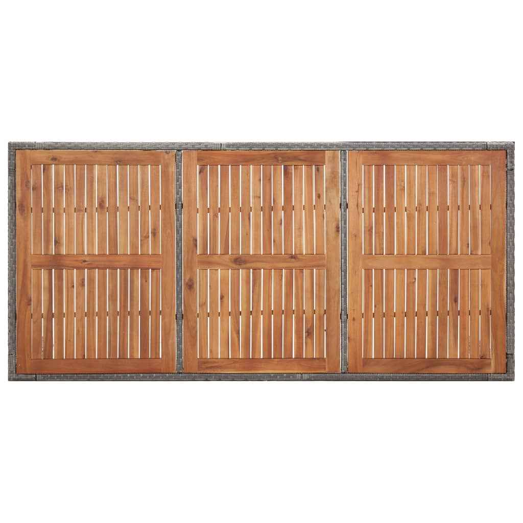 vidaXL Tuintafel 90x90x75 cm poly rattan en massief acaciahout grijs
