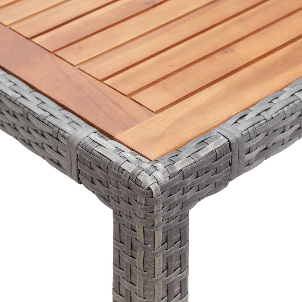 vidaXL Tuintafel 90x90x75 cm poly rattan en massief acaciahout grijs