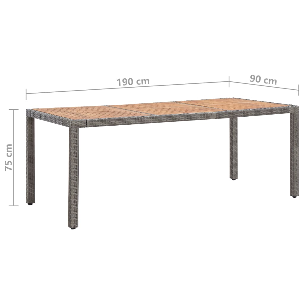 vidaXL Tuintafel 90x90x75 cm poly rattan en massief acaciahout grijs