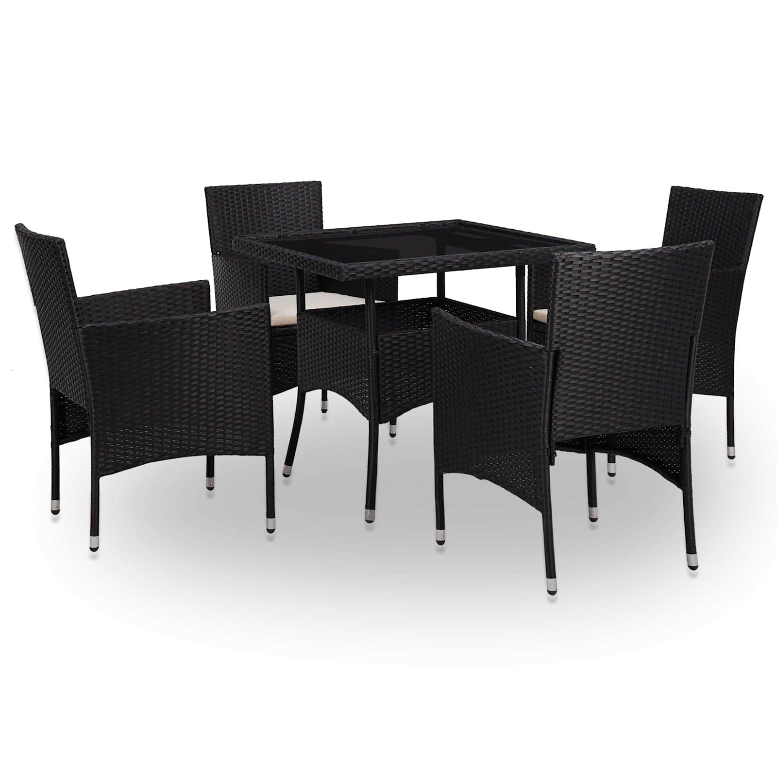 vidaXL 5-delige Tuinset poly rattan en glas grijs