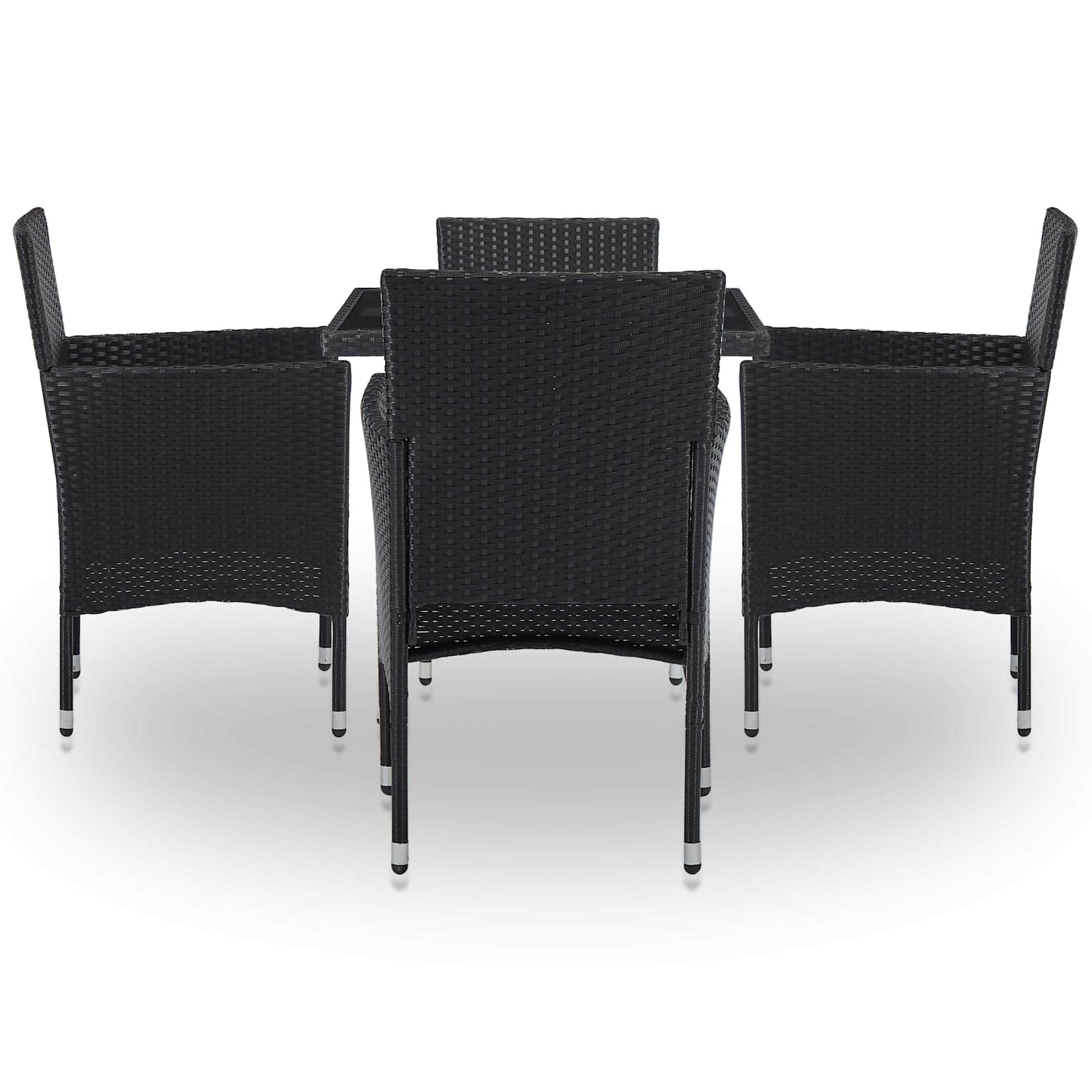 vidaXL 5-delige Tuinset poly rattan en glas grijs