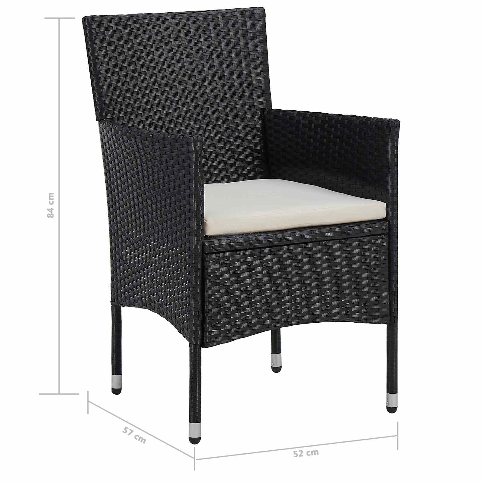 vidaXL 5-delige Tuinset poly rattan en glas grijs