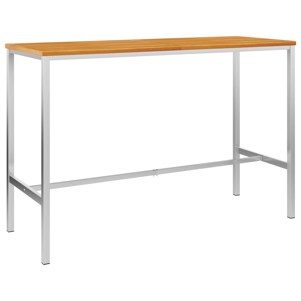 vidaXL Bartafel 160x60x105 cm massief acaciahout en roestvrij staal
