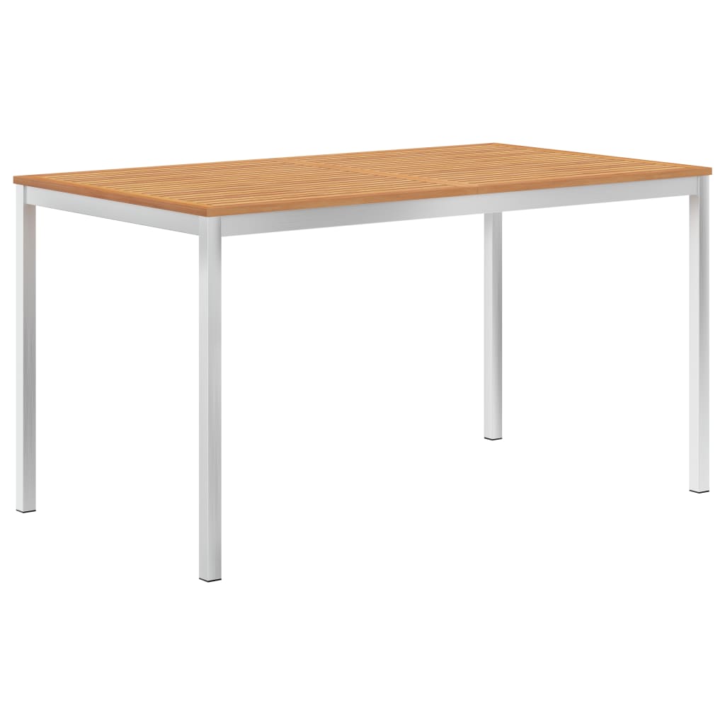 vidaXL Tuintafel 150x150x75 cm massief acaciahout en roestvrij staal