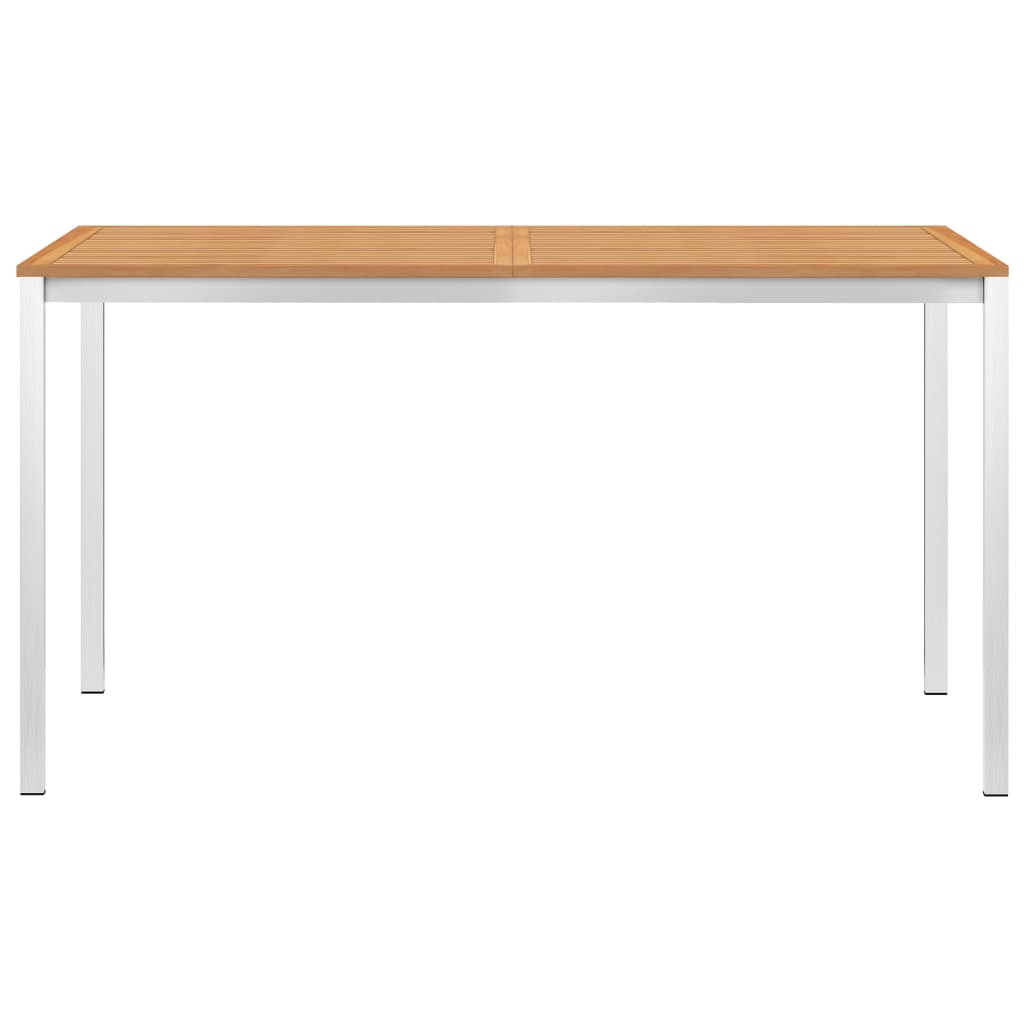 vidaXL Tuintafel 150x150x75 cm massief acaciahout en roestvrij staal