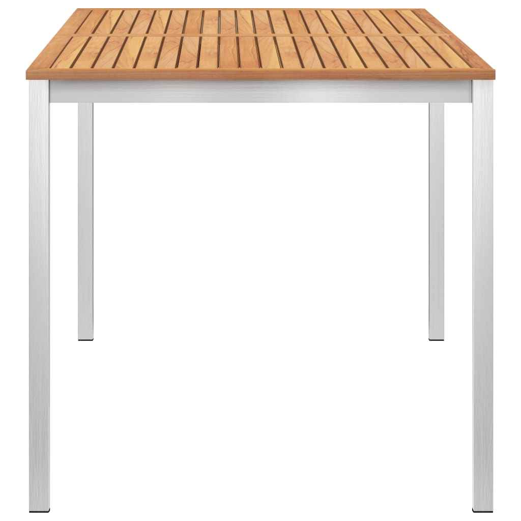 vidaXL Tuintafel 150x150x75 cm massief acaciahout en roestvrij staal