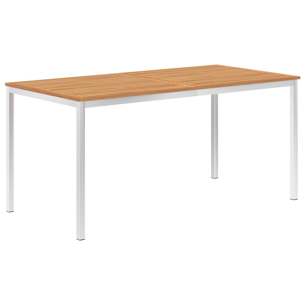 vidaXL Tuintafel 150x150x75 cm massief acaciahout en roestvrij staal