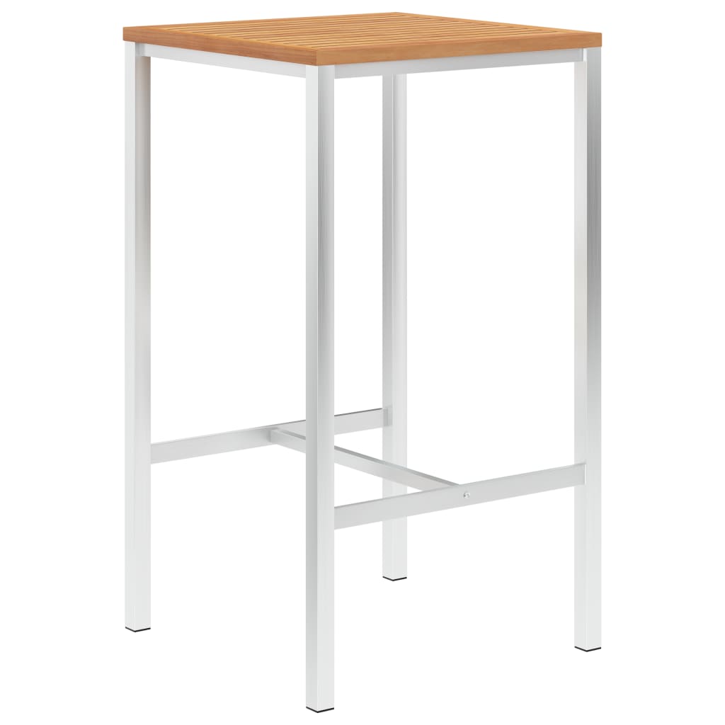 vidaXL Bartafel 160x60x105 cm massief acaciahout en roestvrij staal
