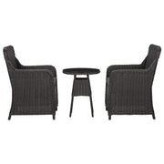 vidaXL 3-Piece Bistro Set with Cushions Poly Rattan Black
