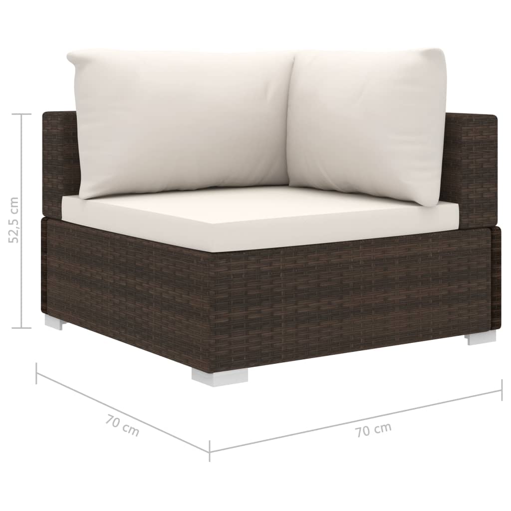 vidaXL 13-delige Loungeset met kussens poly rattan bruin