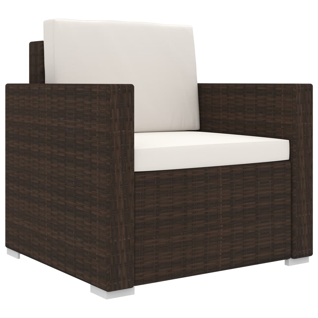 vidaXL 13-delige Loungeset met kussens poly rattan bruin