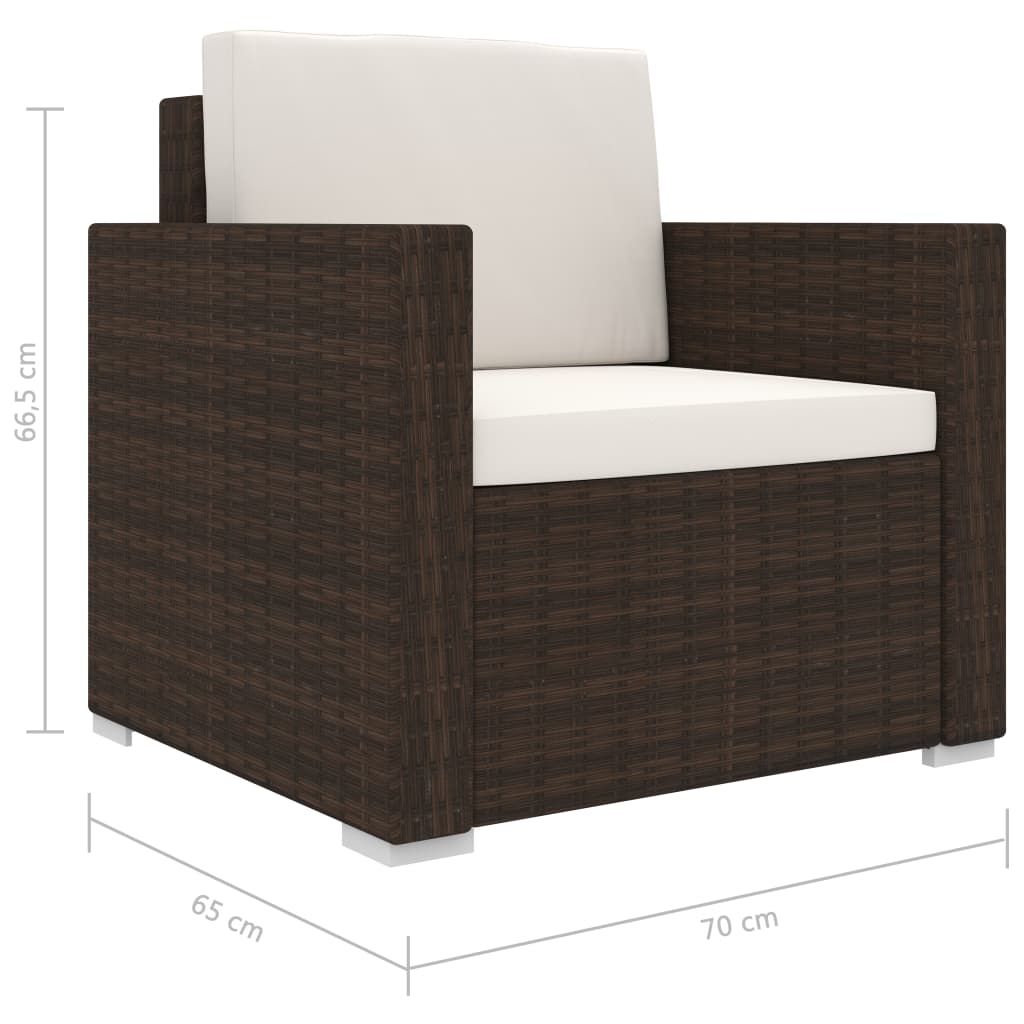vidaXL 13-delige Loungeset met kussens poly rattan bruin