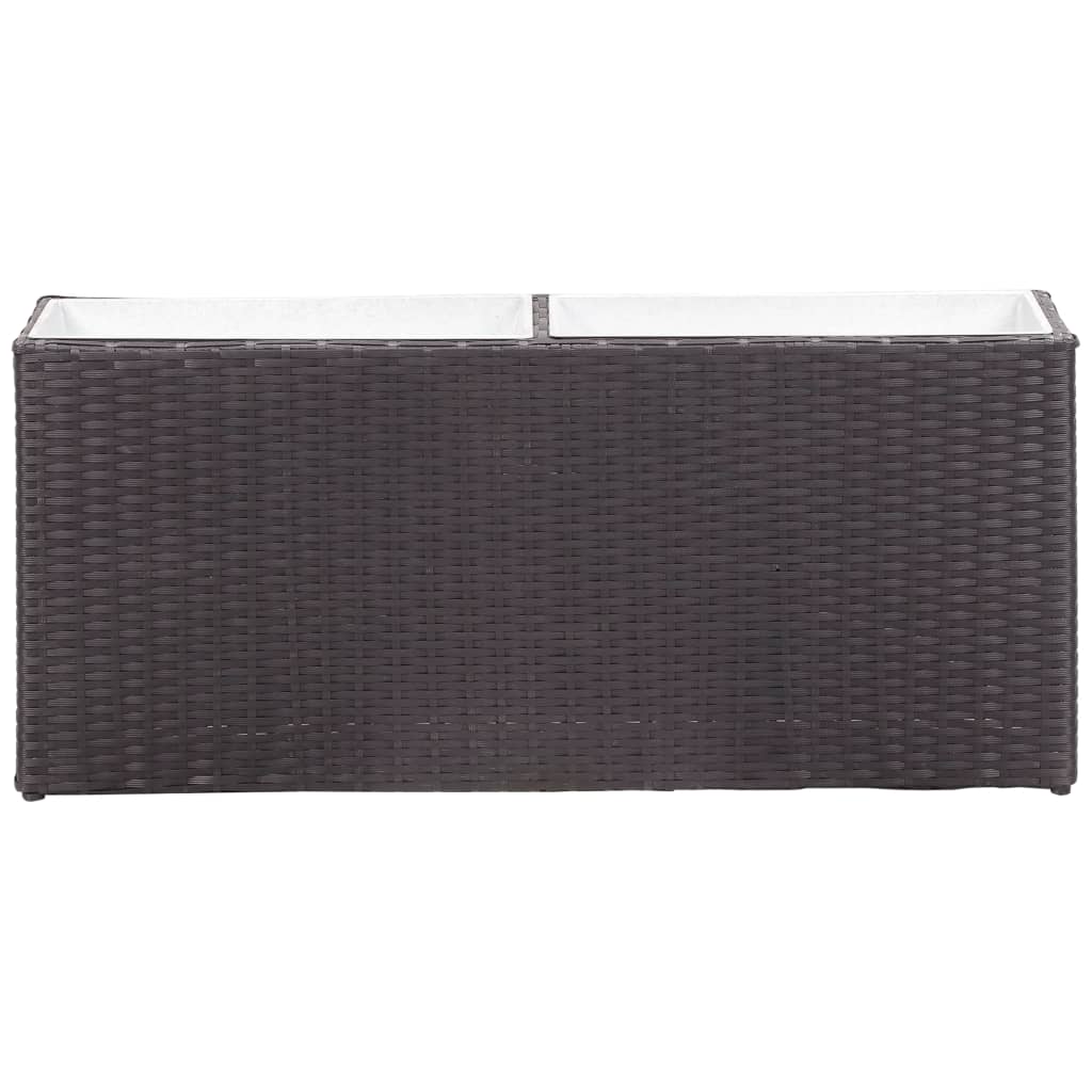 vidaXL Plantenbak verhoogd met 2 potten 90x20x40 cm poly rattan zwart