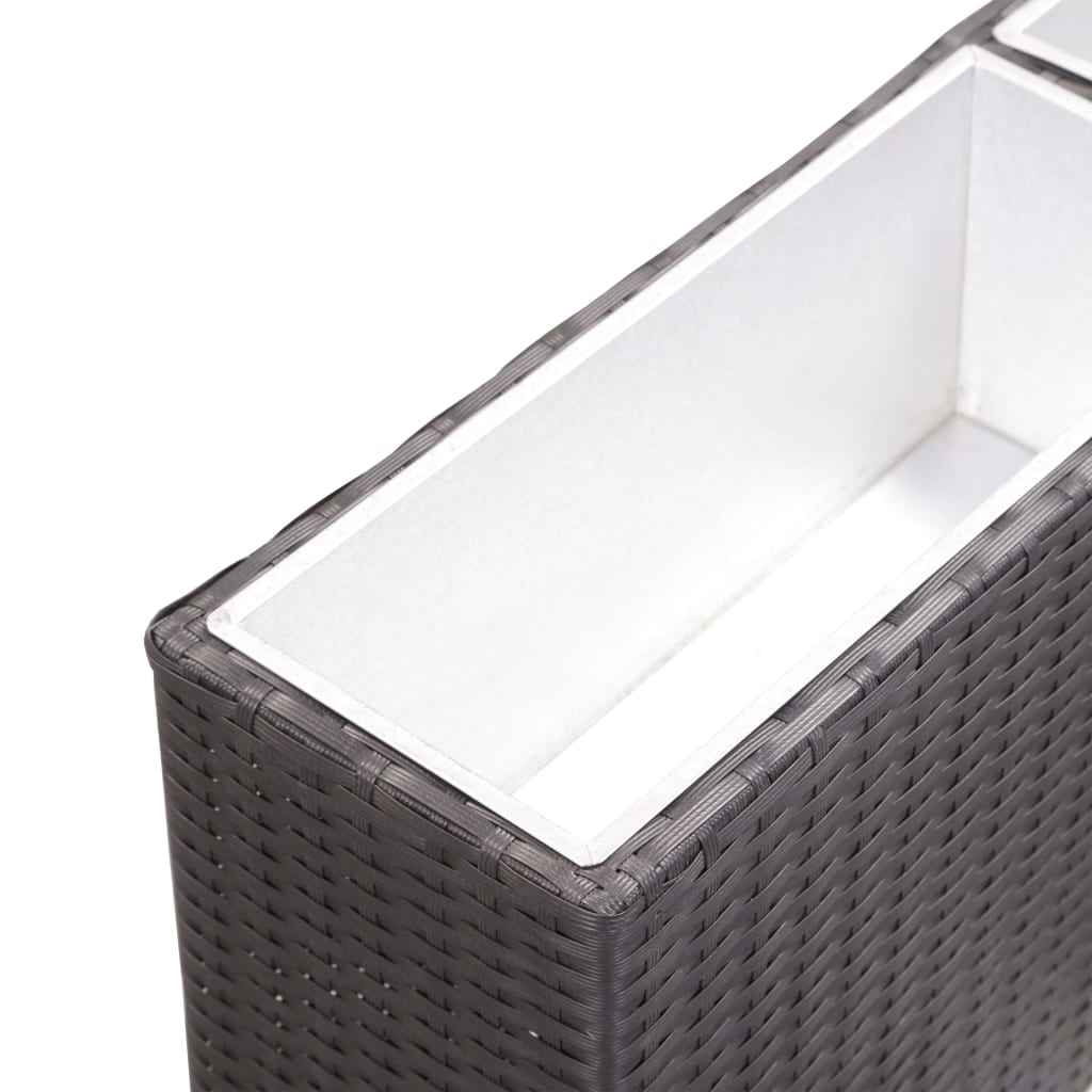 vidaXL Plantenbak verhoogd met 2 potten 90x20x40 cm poly rattan zwart