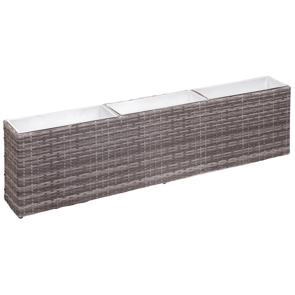 vidaXL Plantenbak verhoogd met 2 potten 90x20x40 cm poly rattan zwart