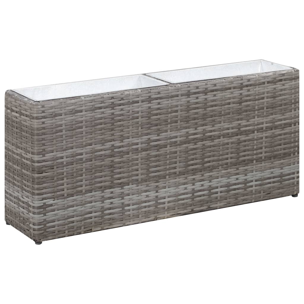 vidaXL Plantenbak verhoogd met 2 potten 90x20x40 cm poly rattan zwart