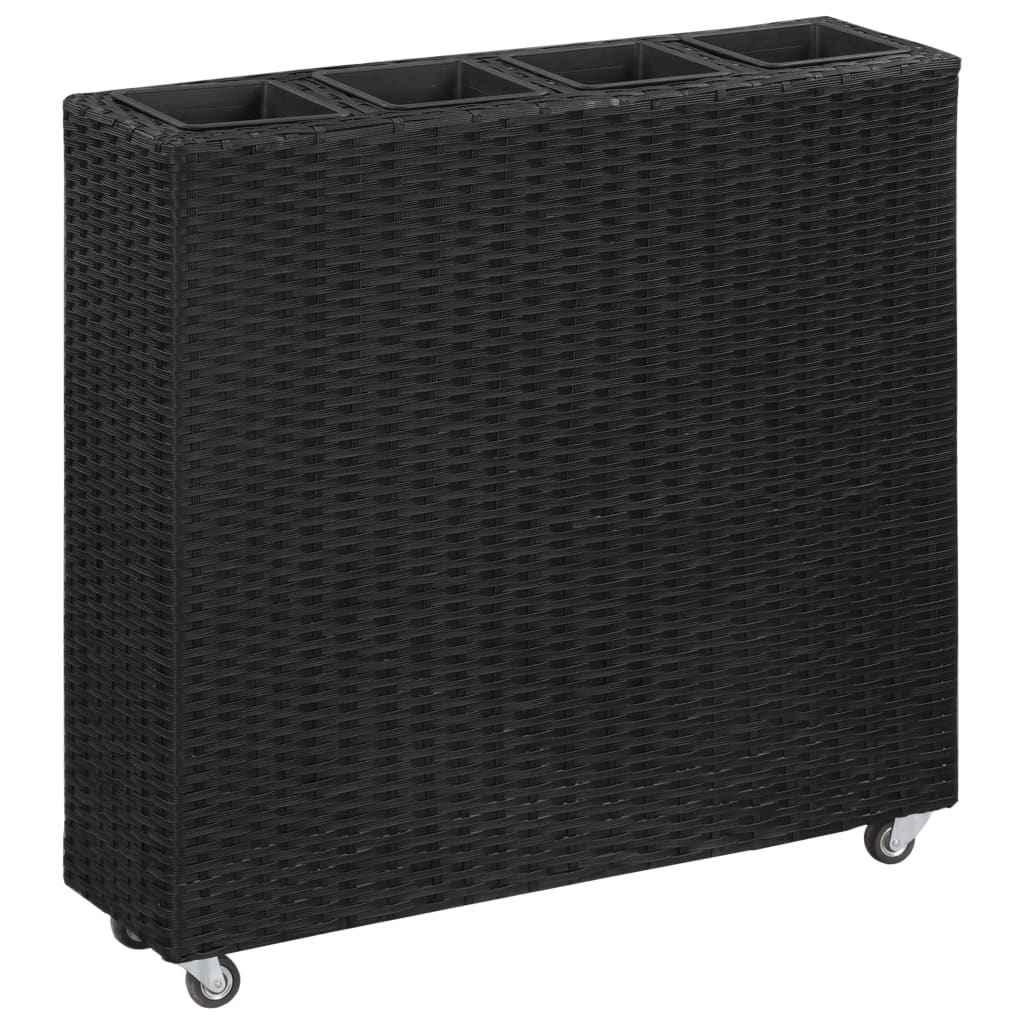 vidaXL Plantenbak verhoogd met 4 potten 80x22x79 cm poly rattan wit
