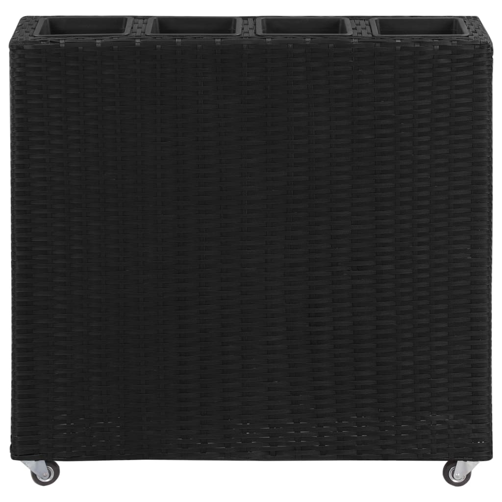 vidaXL Plantenbak verhoogd met 4 potten 80x22x79 cm poly rattan wit