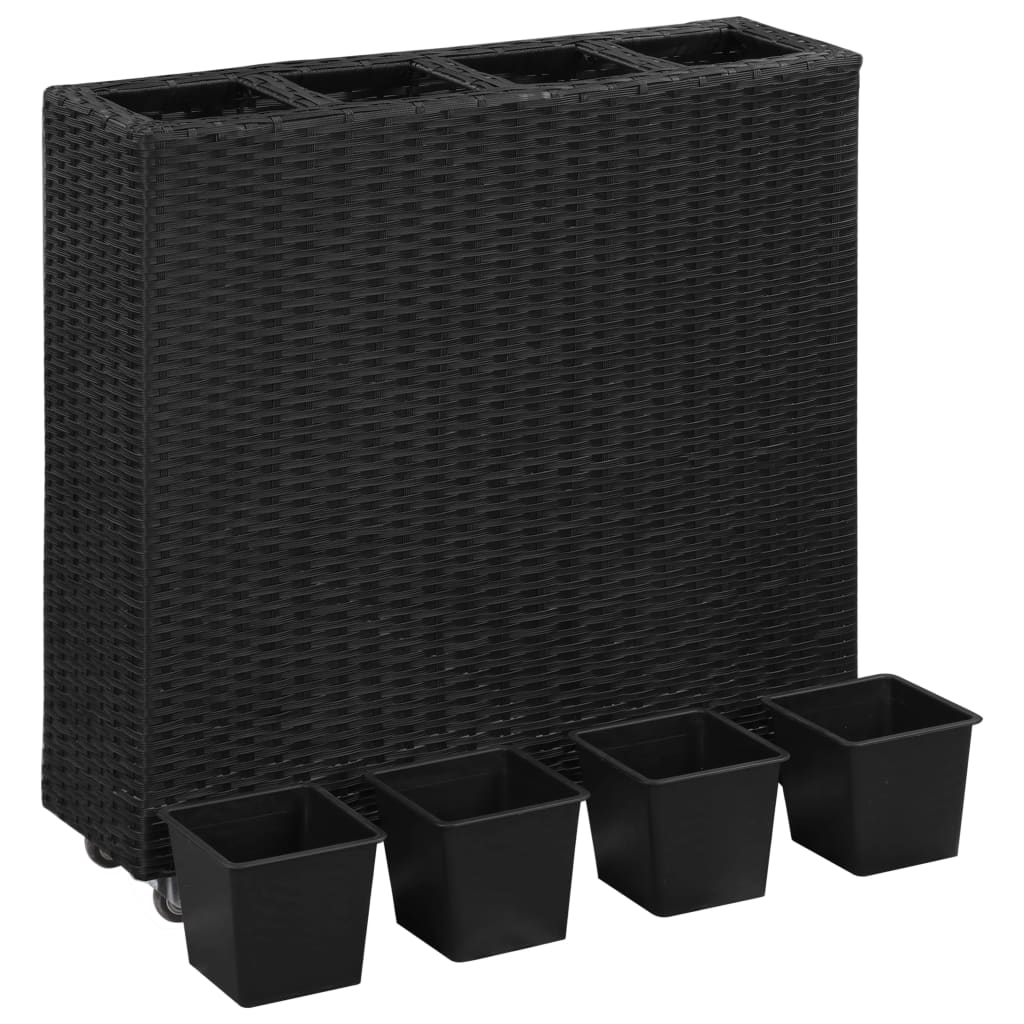 vidaXL Plantenbak verhoogd met 4 potten 80x22x79 cm poly rattan wit