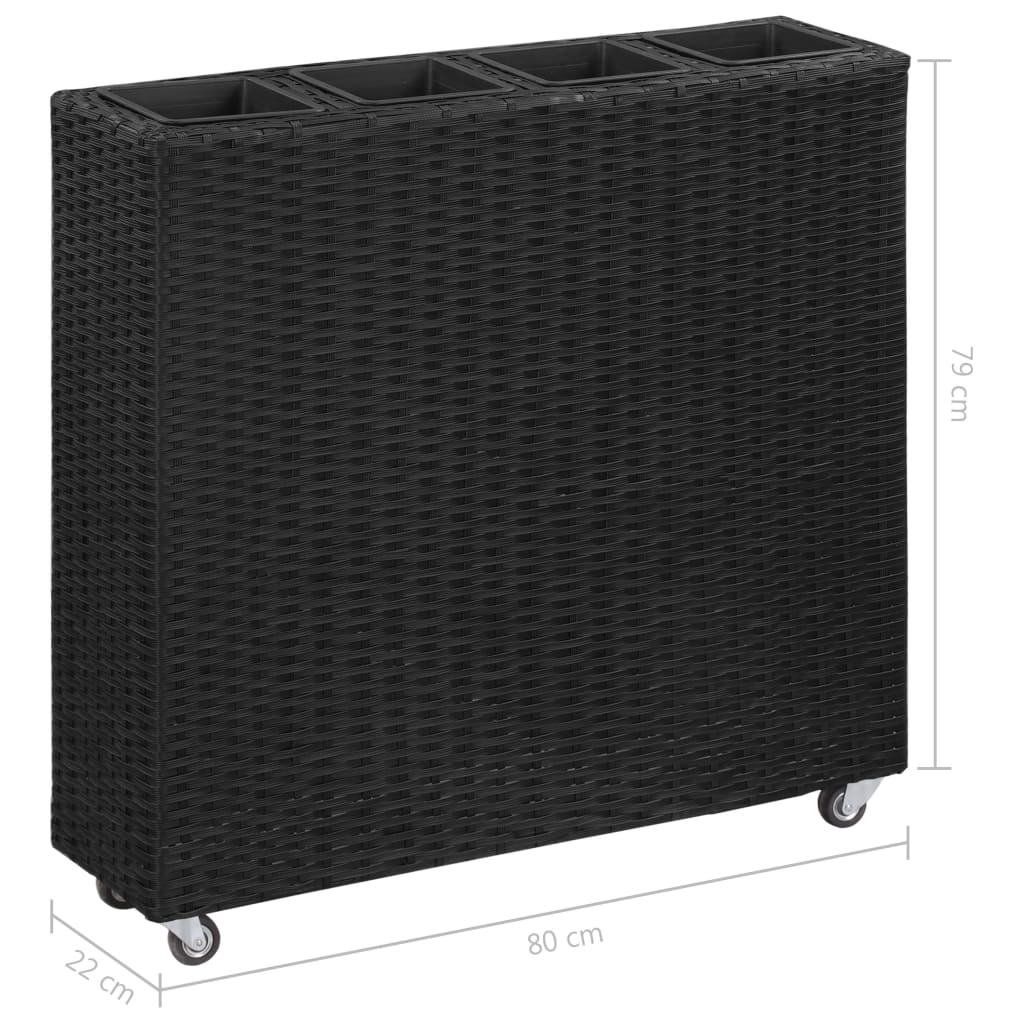 vidaXL Plantenbak verhoogd met 4 potten 80x22x79 cm poly rattan wit