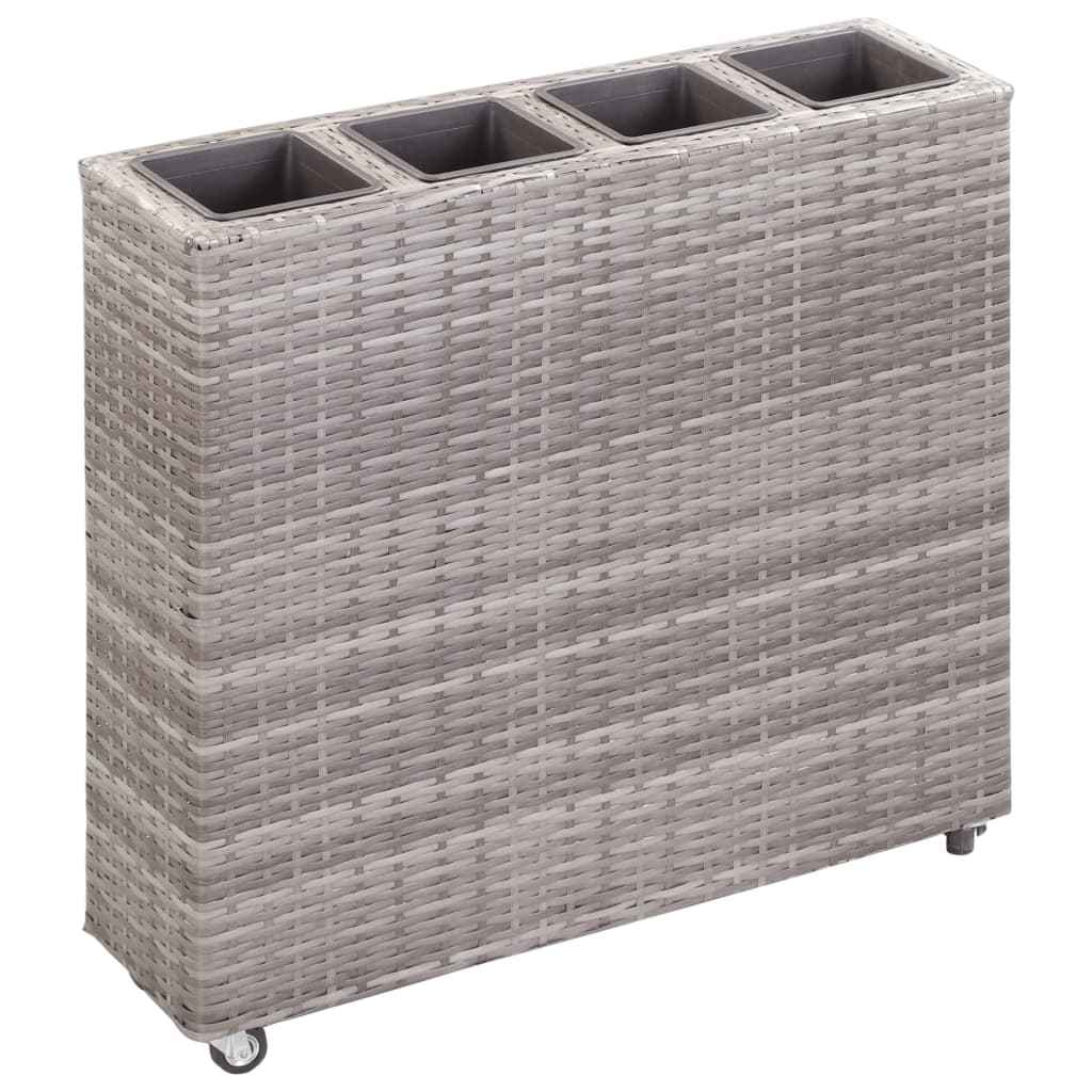 vidaXL Plantenbak verhoogd met 4 potten 80x22x79 cm poly rattan wit