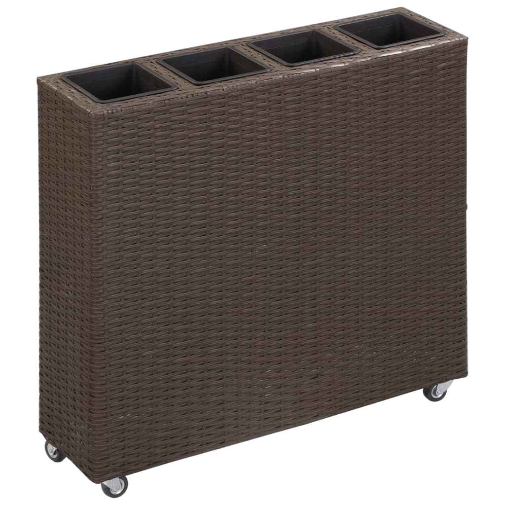 vidaXL Plantenbak verhoogd met 4 potten 80x22x79 cm poly rattan wit