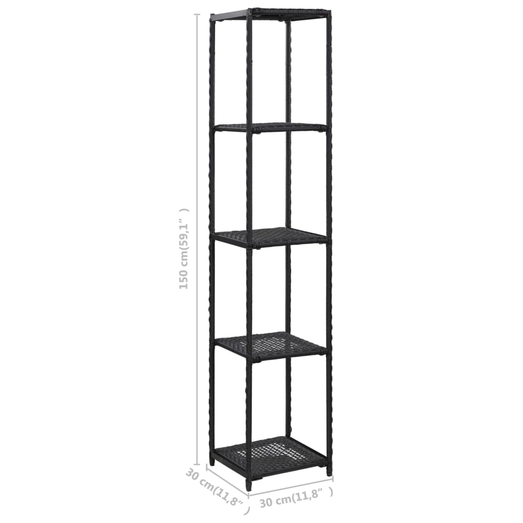 vidaXL Opbergrek 30x30x90 cm poly rattan zwart