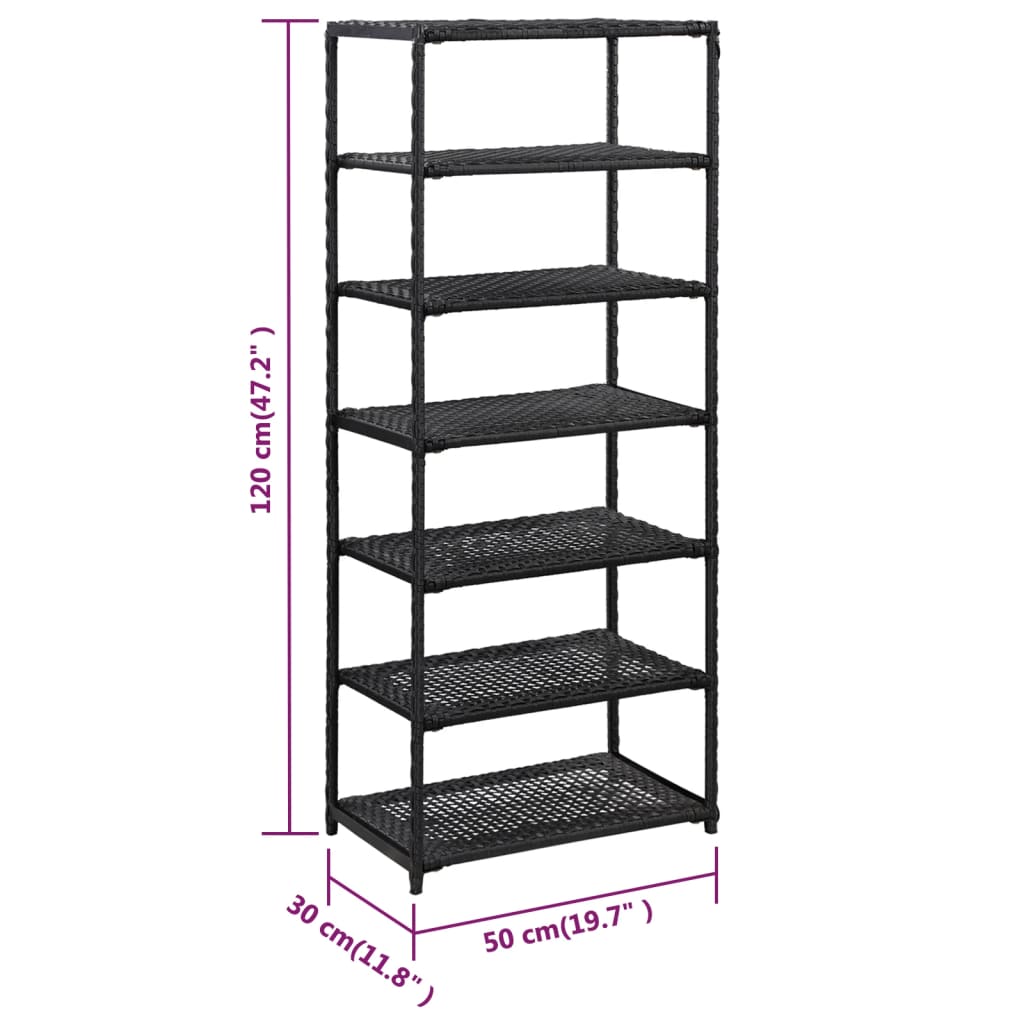 vidaXL Schoenenrek 50x30x120 cm poly rattan zwart