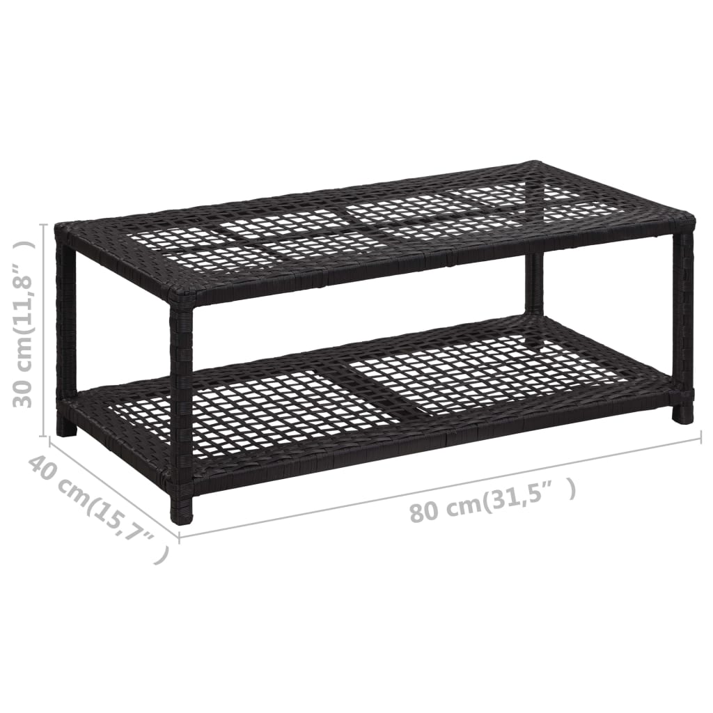 vidaXL Schoenenbank 80x40x30 cm poly rattan zwart