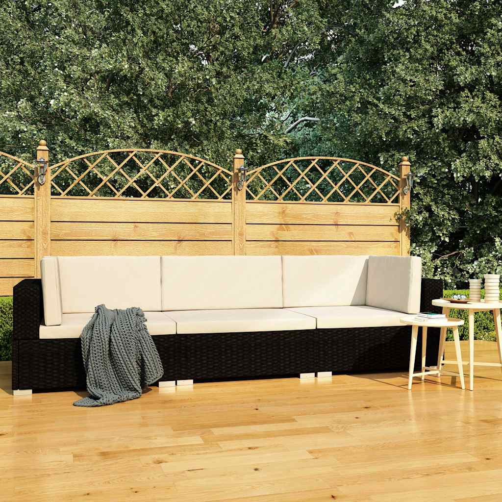 vidaXL 4-delige Loungeset met kussens poly rattan bruin