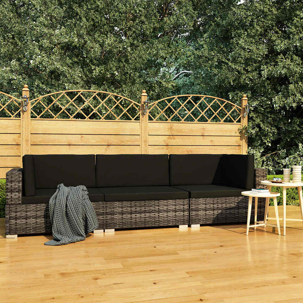 vidaXL 4-delige Loungeset met kussens poly rattan bruin