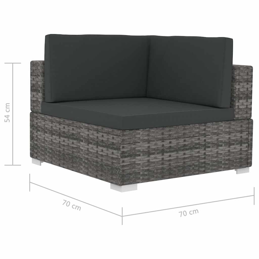 vidaXL 4-delige Loungeset met kussens poly rattan bruin