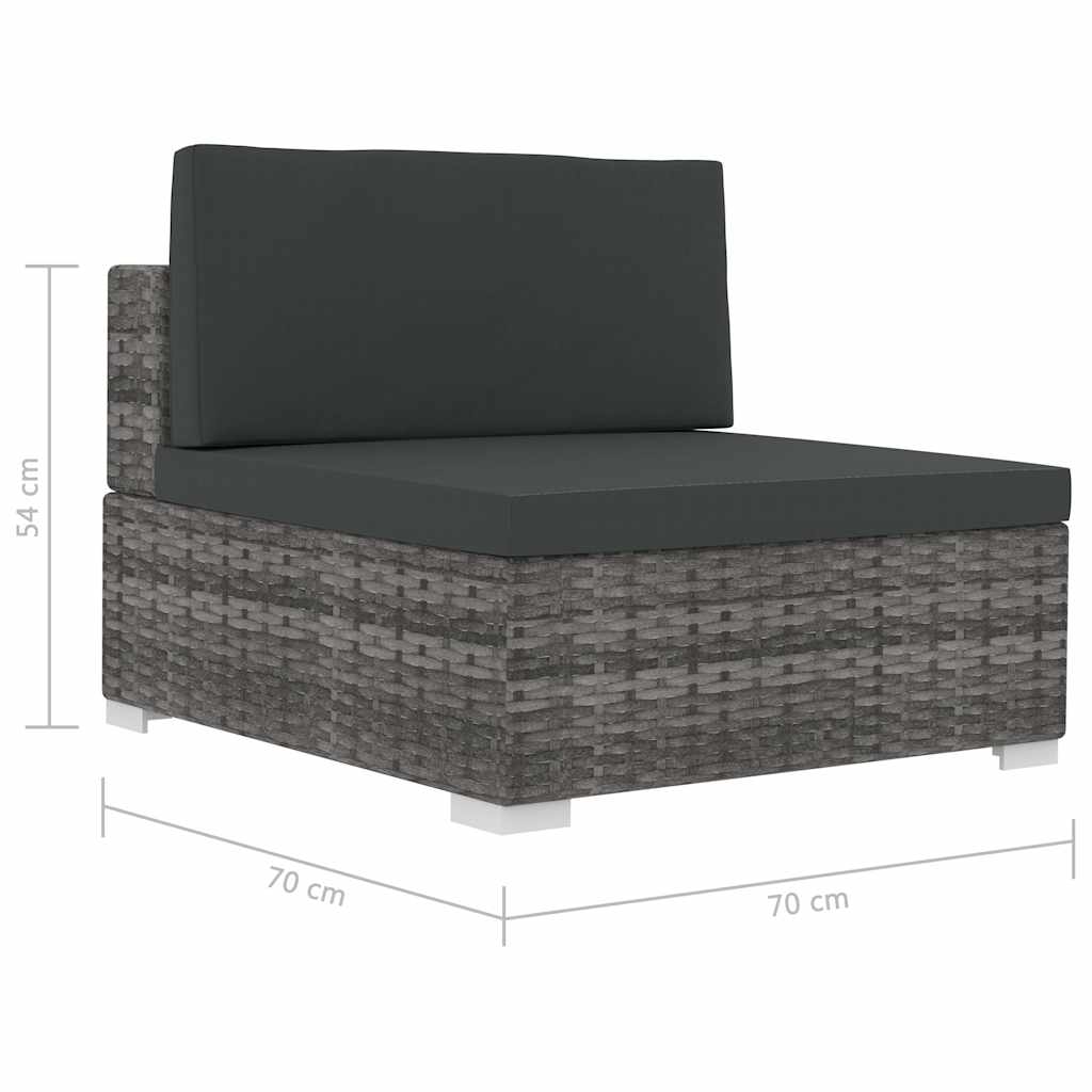 vidaXL 4-delige Loungeset met kussens poly rattan bruin