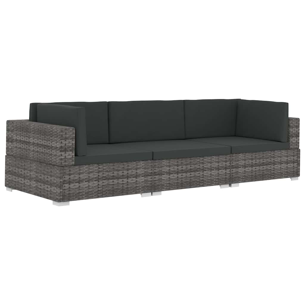 vidaXL 4-delige Loungeset met kussens poly rattan bruin