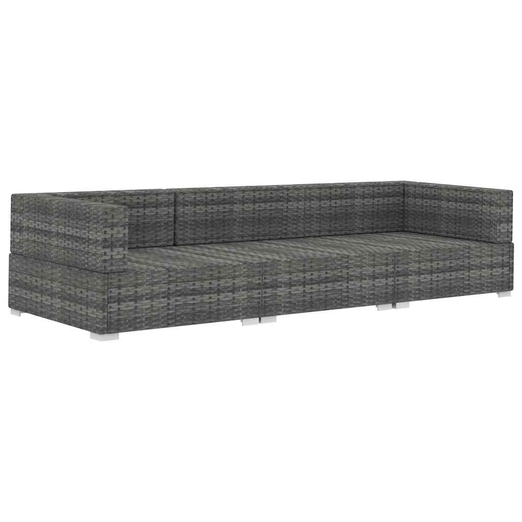 vidaXL 4-delige Loungeset met kussens poly rattan bruin
