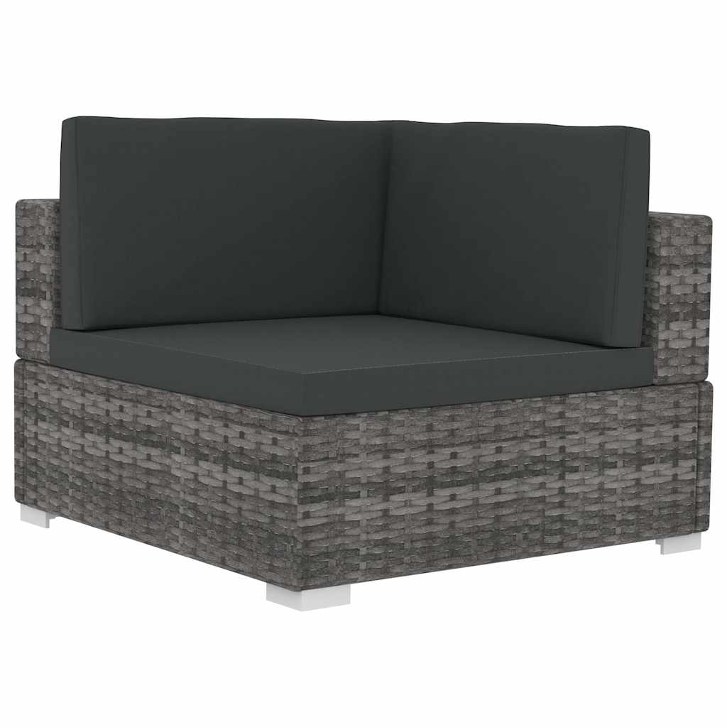 vidaXL 4-delige Loungeset met kussens poly rattan bruin