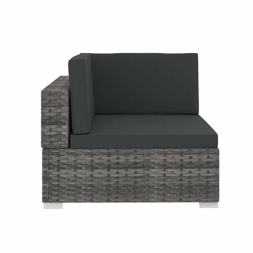 vidaXL 4-delige Loungeset met kussens poly rattan bruin