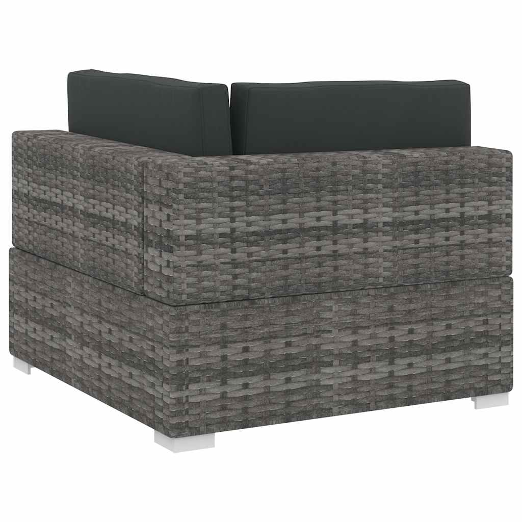 vidaXL 4-delige Loungeset met kussens poly rattan bruin